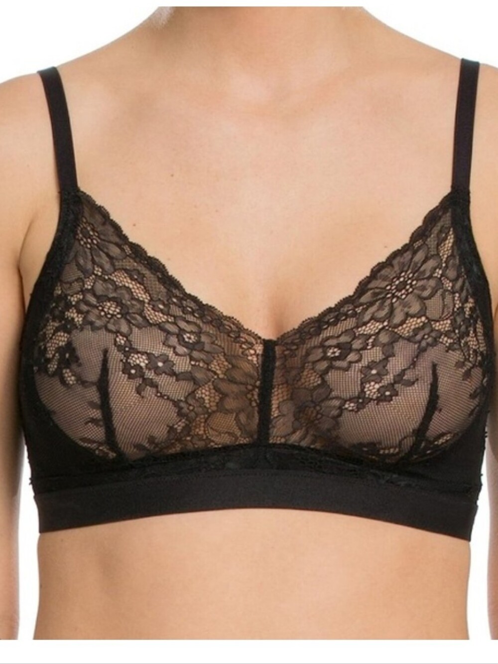 SPANX Black Lace Wireless Bralette Medium